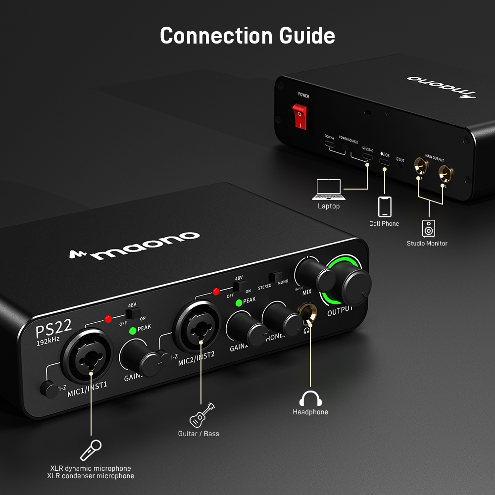 MAONO PS22 Antarmuka Audio Pro - Audio Music Production ulasan dan harga